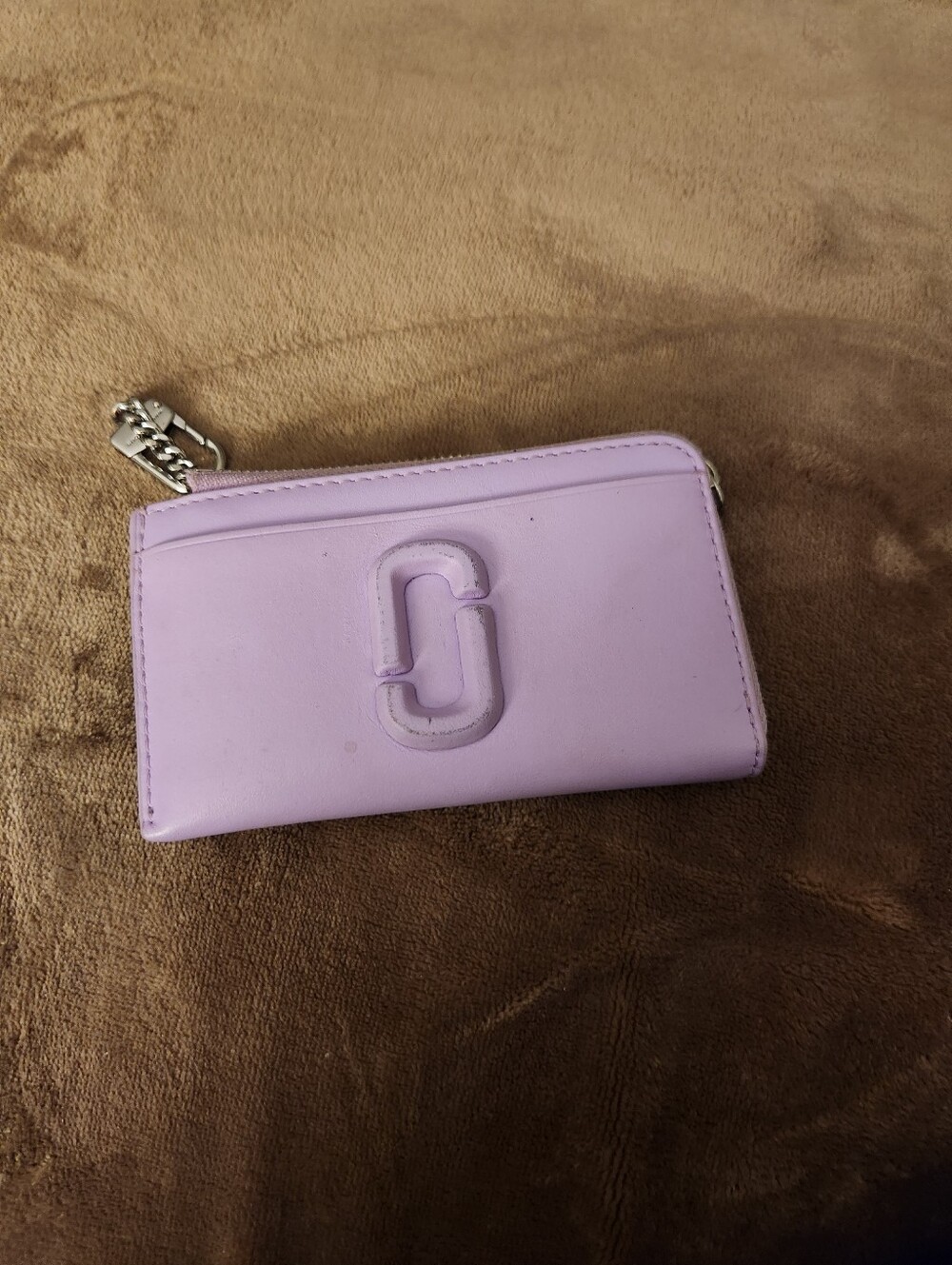 Marc Jacobs Lilac Leather Zip Wallet with Chain Detail